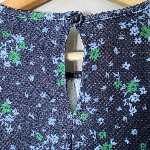 ASOS Women's Sz 10 Tall Balloon Sleeve Floral Print Ruffle Shift Mini Dress Navy - Picture 14 of 16